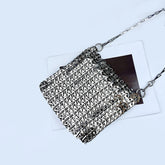 plus große, handgefertigte Umhängetasche mit Kette aus Metall in Silber, für den doppelten Gebrauch, Abendessen